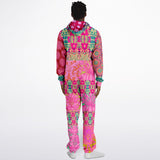 Gypsy Beat Pink Floral Patchwork Unisex Fleece Romper Fleece Jumpsuit - Thathoodyshop