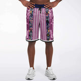 Purple Jamboree Striped Basketball Shorts Basketball Shorts - Thathoodyshop