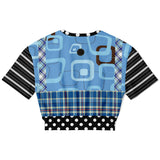 Pacific Palisades Blue Geo Cropped Sweater Athletic Cropped Short Sleeve Sweatshirt - AOP - Thathoodyshop