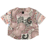 Dolores Park Paisley Cropped Button Front Jersey Cropped Baseball Jersey - Thathoodyshop