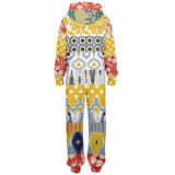 Tallulah Bankhead Floral Patchwork Unisex Fleece Romper Jumpsuit - Thathoodyshop