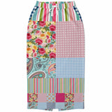 Pink Sherbert Floral Patchwork Plaid Long Pocket Skirt Long Pocket Skirt - Thathoodyshop