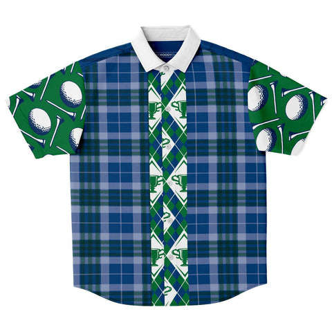 Golf Edinburgh S/S Button Down Shirt Short Sleeve Button Down Shirt - AOP - Thathoodyshop