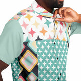 Old Miami Polka Dot Patchwork Button Down Shirt Short Sleeve Button Down Shirt - Thathoodyshop