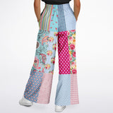 Pink Sherbert Plaid Patchwork Stretchy Phat Bellbottoms Athletic Flare Jogger - AOP - Thathoodyshop