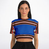 Gold Line Blue Cropped Sweater Cropped Sweater - Thathoodyshop