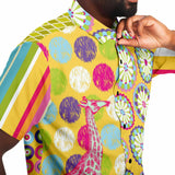 Hello Janis! Yellow Geo Print Short Sleeve Button Down Shirt Short Sleeve Button Down Shirt - Thathoodyshop